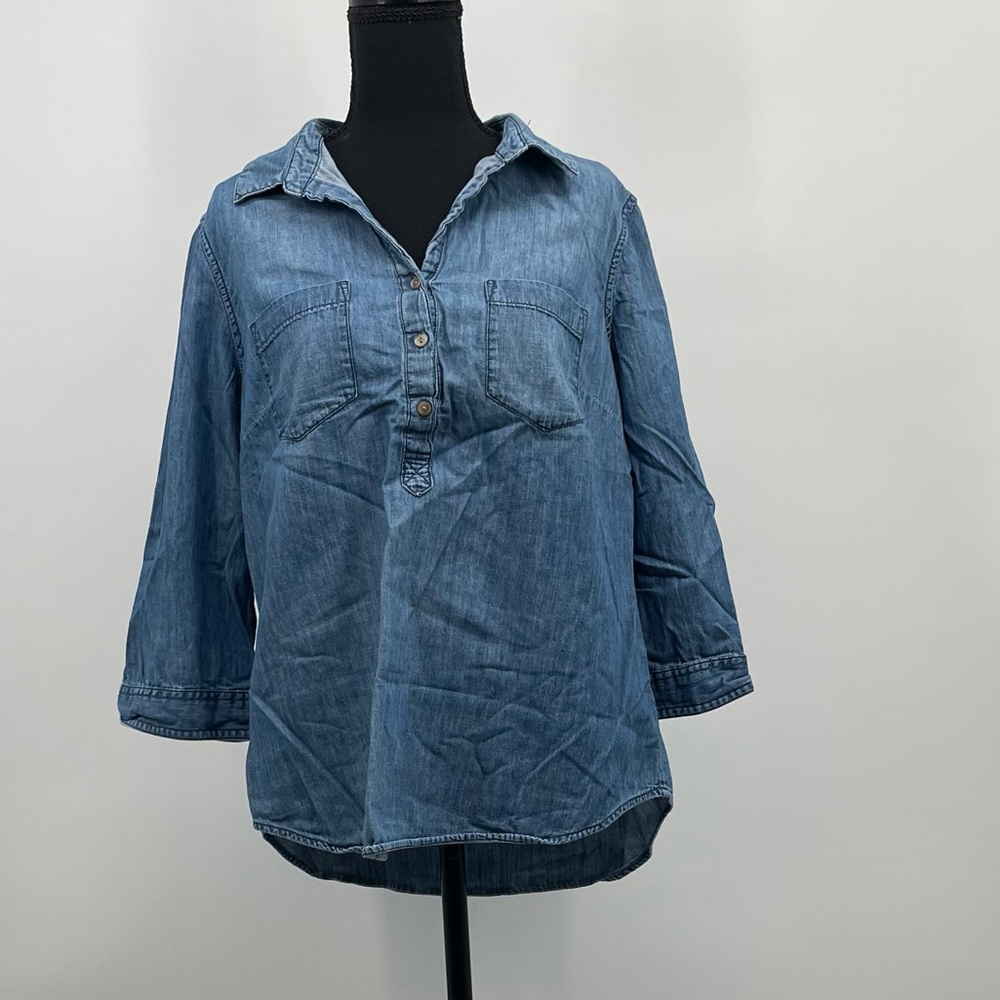 Vintage Liz Claiborne Denim Shirt | 90s Button Up | Classic Oversized Top L